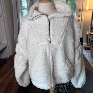 Free People FP Anthropologie white fleece pullover medium